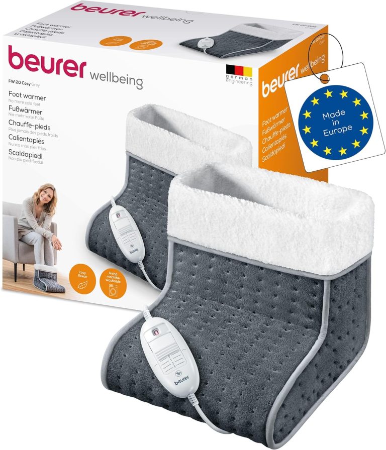 Beurer FW 20 Chauffe-Pieds Électrique avec Doublure en Peluche Amovible, 3 Niveaux de Température, Arrêt Automatique, Lavable en Machine, Gris